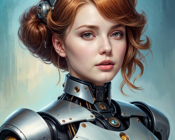 Futuristic Female Robot with Human-Like Features