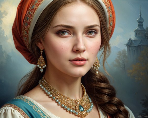 Traditional Costume and Jewelry of a Young Woman