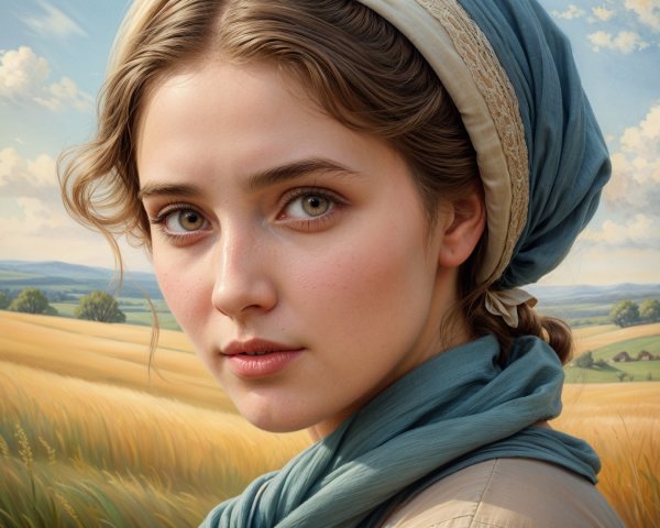 Portrait of a Young Woman in a Countryside Setting