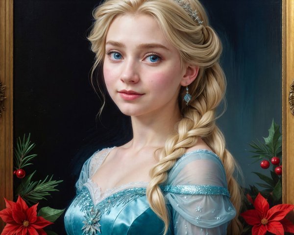 Portrait of a Young Woman in a Light Blue Dress