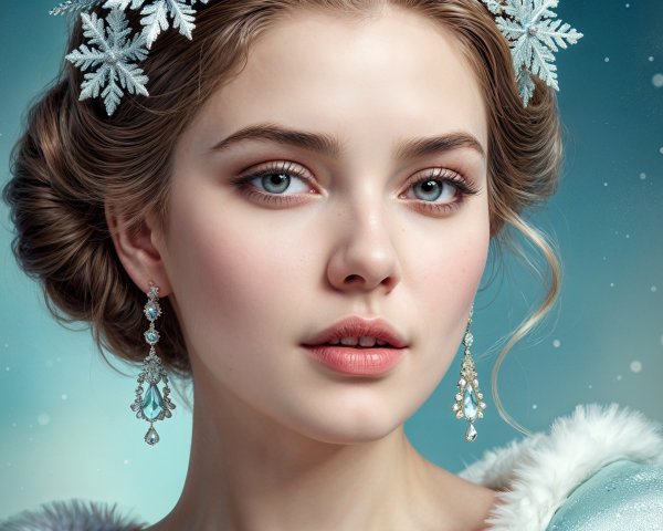 Close-Up Portrait of a Young Woman in Winter Setting