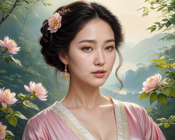 Serene Portrait of Woman in Traditional Attire