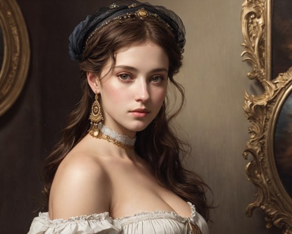 Vintage Dress with Elegant Jewelry and Classic Atmosphere