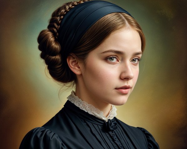 Serene Portrait of a Young Woman in Elegant Attire