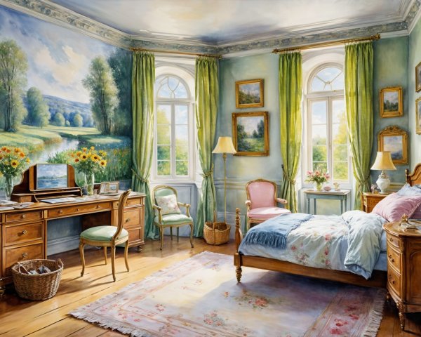 Serene Room Design with Natural Light and Floral Accents