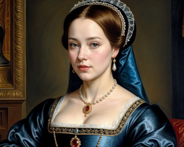 Refined Woman in Historical Dress with Opulent Details