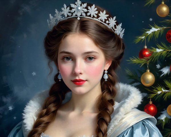 Digital Painting of Young Woman in Winter Attire