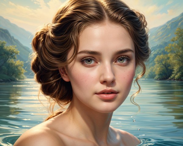 Portrait of a Young Woman by a Tranquil River