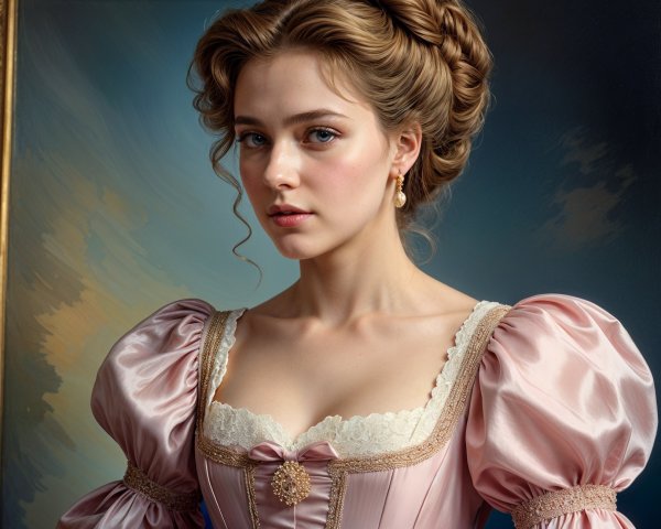 Elegant Portrait of a Young Woman in Pink Gown