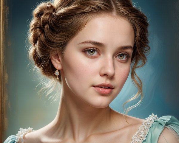 Young woman in pastel blue gown with elegant updo