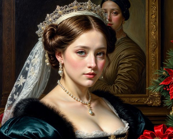 Portrait of a Young Woman in Elegant Attire