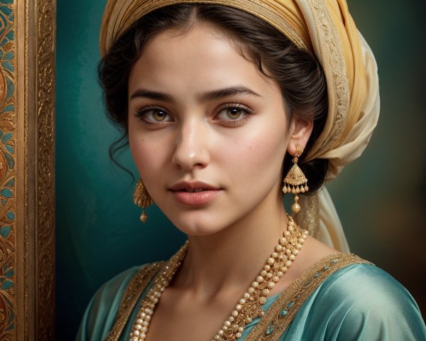 Elegant Young Woman in Traditional Attire and Jewelry