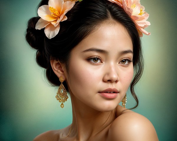 Portrait of a young woman with flowers in her hair