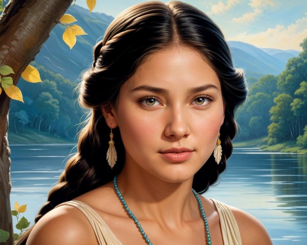 Portrait of a Young Woman in a Scenic Landscape