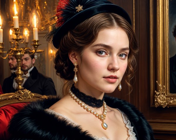 Elegant Young Woman in Luxurious Room Setting