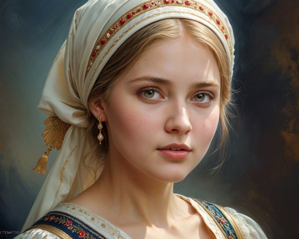 Young woman in traditional attire with serene expression