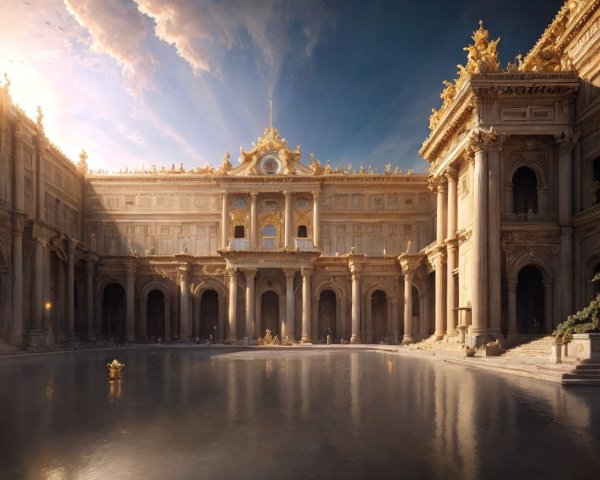 Elaborate Baroque Palace with Reflecting Pool