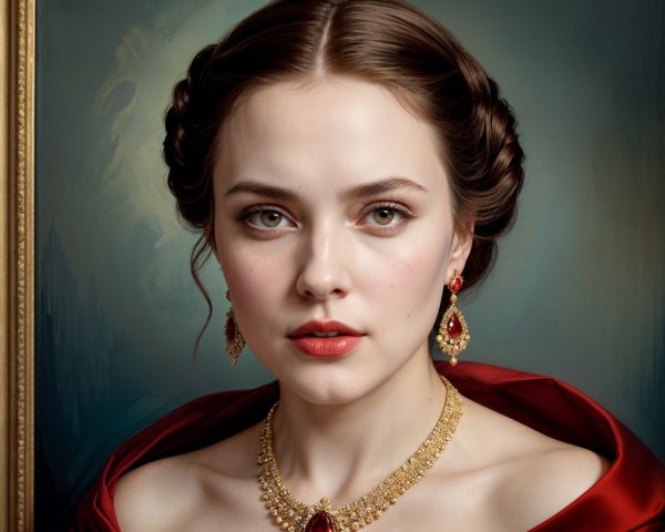 Young Woman with Braided Hair and Elegant Jewelry