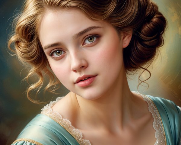 Portrait of a Young Woman in Pale Blue Dress