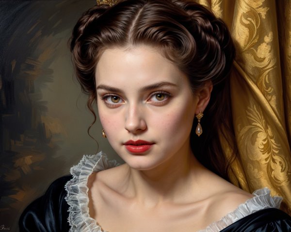 Portrait of a Young Woman in Elegant Historical Fashion