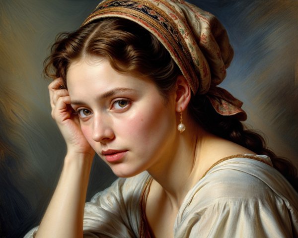 Young woman with headscarf and elegant dress
