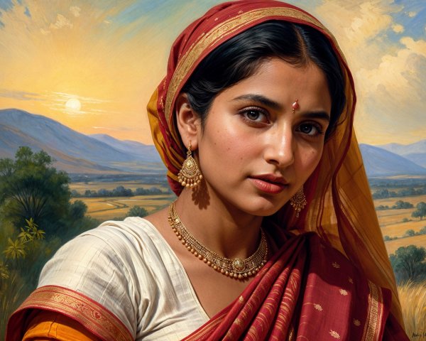Young South Asian Woman in Traditional Attire and Jewelry
