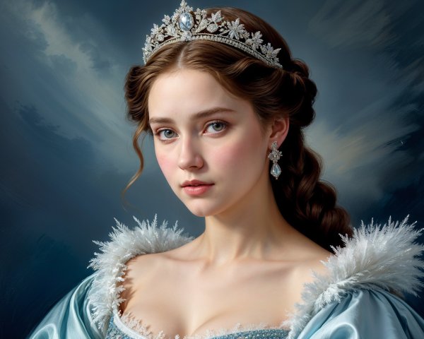 Young woman in elegant gown with delicate tiara