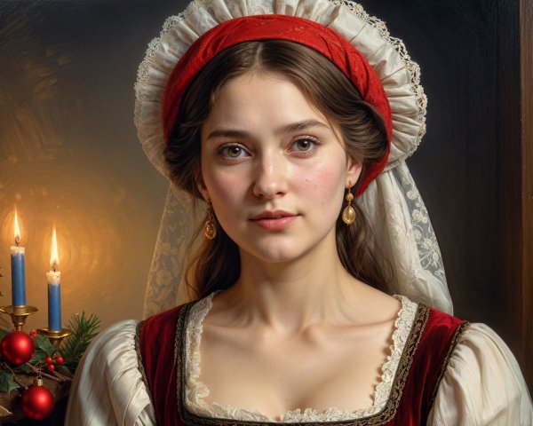 Portrait of a Young Woman in Traditional Dress