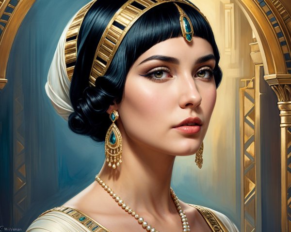 Portrait of a Woman as an Ancient Queen with Jewelry
