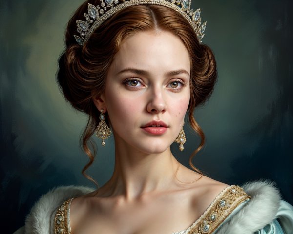 Regal portrait of a young woman in elegant attire