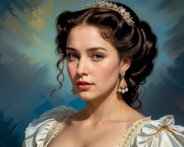 Portrait of a Young Woman in Elegant Attire