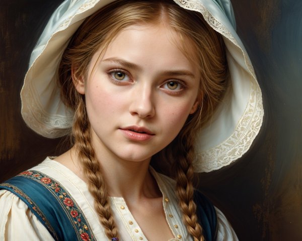 Young woman in traditional outfit with braided hair
