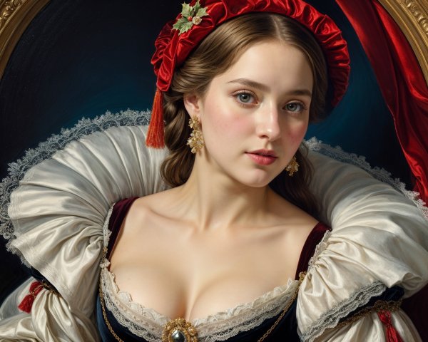 Portrait of a Young Woman in Historical Gown