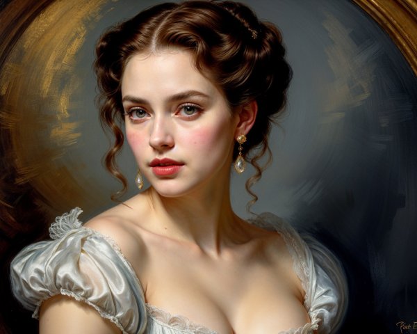 Portrait of a Young Woman in Elegant Off-the-Shoulder Dress