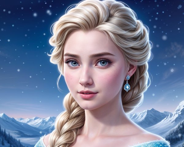 Young Woman with Braided Hair in Winter Landscape