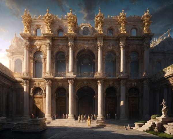 Baroque-style Palace with Intricate Facades and Period Costumes