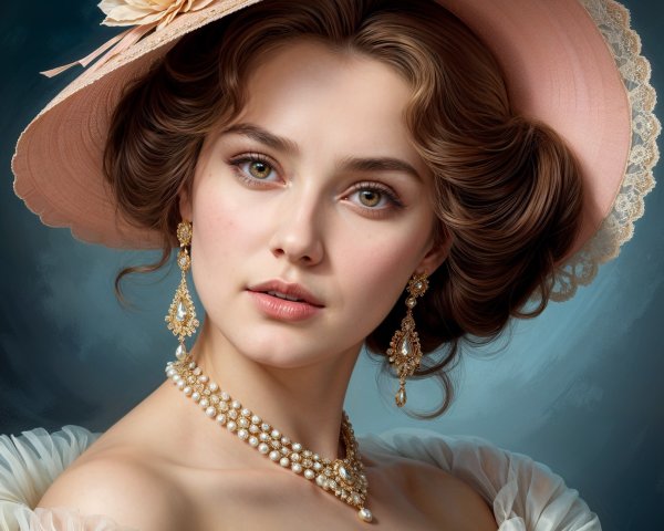Elegant Young Woman in Pink Hat with Refined Accessories