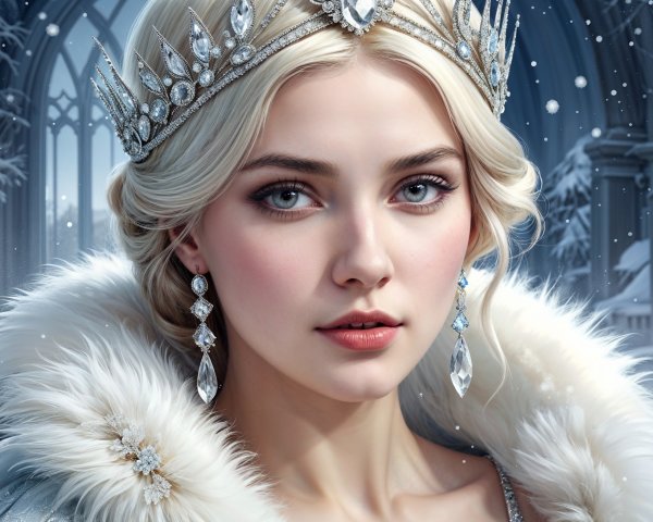 Young Woman in Fur Gown at Winter Palace Scene