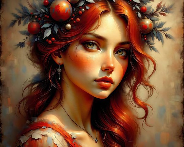 Close-up Portrait of a Woman with Fiery Red Hair