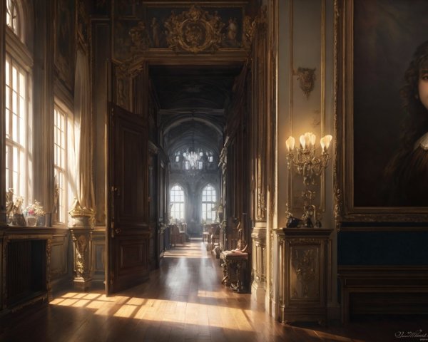 Opulent Grand Hallway Interior with Elegant Details