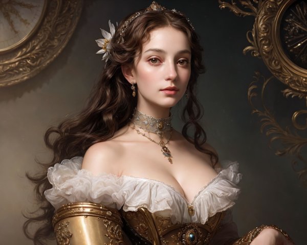 Regal Portrait of a Woman in Ornate Attire