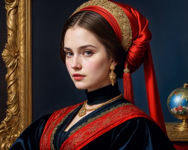Portrait of a Young Woman in Traditional Gown