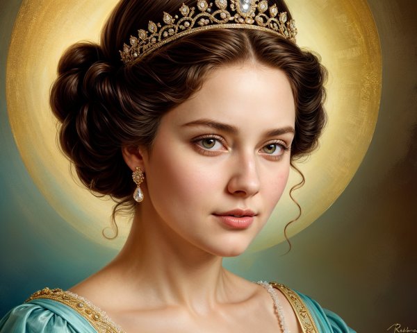 Young Woman Portrait with Tiara and Regal Atmosphere