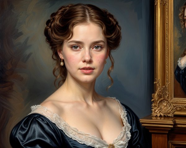 Young woman in elegant hairstyle and dark dress