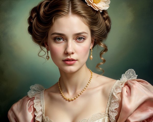 Portrait of a Young Woman in a Pink Gown