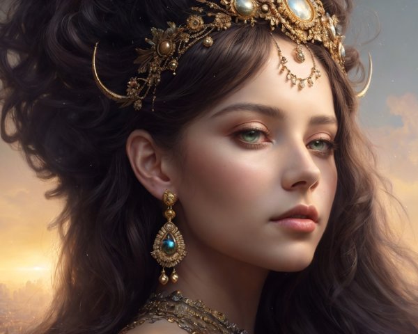 Detailed woman's elegant jewelry against soft golden backdrop