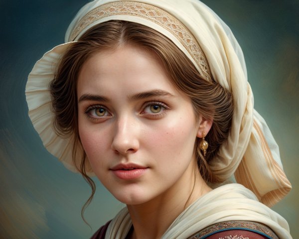 Young woman with soft eyes and light headscarf