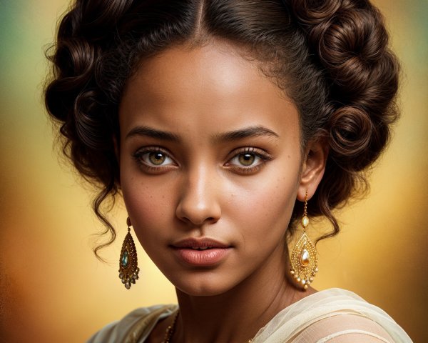 Portrait of a young woman with elegant updo hairstyle