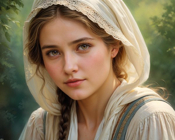 Young woman with enchanting eyes and flowing headscarf