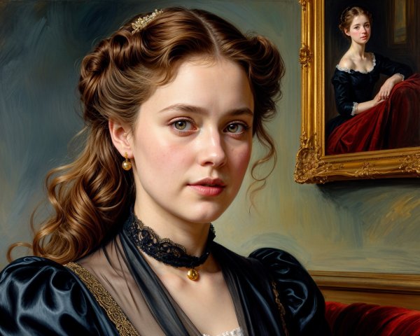Portrait of a Young Woman in Elegant Attire